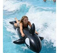 Galleggiante gonfiabile a forma di balena nera, Gioco d'acqua gonfiabile a forma di balena nera, Galleggiante per piscina gonfiabile a forma di orca, Zattera gonfiabile in PVC a forma di balena nera,