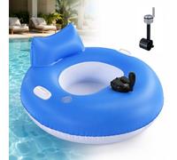 Galleggiante Gonfiabile Motorizzato For Adulti, Design Facile Da Maneggiare | Lettino da acqua con elica a batteria con schienale e portabicchieri for lago, fiume, spiaggia(Circle)