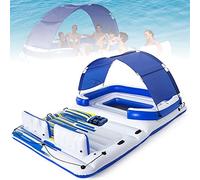 Galleggiante gonfiabile per 6 - 8 persone, grande fila galleggiante per più persone con parasole, ideale per feste all'aperto in piscina e divertimento in famiglia