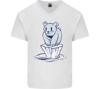 Galleggiante Orso Polare Ambiente Climate Change Uomo Scollo A V Cotone T-Shirt