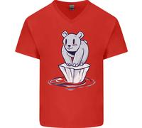 Galleggiante Orso Polare Ambiente Climate Change Uomo Scollo A V Cotone T-Shirt