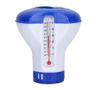 Galleggiante per cloro per piscina, con dispenser per compresse e indicatore di temperatura, 12 x 12 cm, supporto galleggiante per cloro, alimentatore emico a C regolabile, strumento di igiene