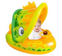 Galleggiante Per Piscina Per Bambini Piccoli,Galleggiante Piscina Con Copertura Parasole - Zattera A Forma Di Barca Con E Volante Per Gioco Acquatico