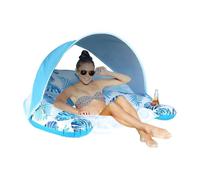 Galleggiante Piscina Gonfiabile,Sedia Gonfiabile Lettino Galleggiante Piscina | Lettino Galleggiante con Parasole e Portabicchieri per Lago Spiaggia Party Attività All'aperto