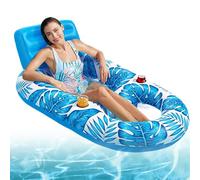 Galleggiante Piscina Tipo Chaise Longue | Floats Gonfiabili Piscina Adulti,Materassino con Disegno Di Foglia D'acero E Portabicchieri per Giardino Lago Vacanze In Spiaggia Interni Esterno