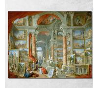 Galleria di Vedute di Roma Moderna 2 Giovanni Paolo Pannini, gpp10 Quadro Stampato su Tela Fine Art, Intelaiato Pronto da Appendere, assemblato a Mano, 50x40 cm