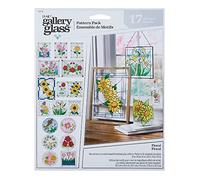 Gallery Glass, Floral 3 Piece Pattern Set Perfect For Stained Glass DIY Arts And Crafts, 19736 Set di 3 motivi floreali in vetro, perfetto per vetrate colorate fai da te e artigianato