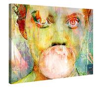 Gallery of Innovative Art - Bubblegum Girl - 100x75cm - Larga Stampa su Tela per Decorazione murale - Immagine su Tela su Telaio in Legno - Arazzo Decorazione murale