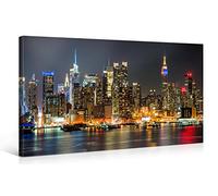 Gallery of Innovative Art - Illuminated Manhattan New York - 100x50cm - Larga stampa su tela per decorazione murale - Immagine su tela su telaio in legno - Stampa su tela Giclée - Arazzo decorazione murale