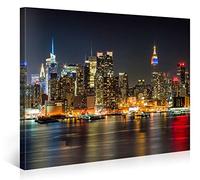 Gallery of Innovative Art - Illuminated Manhattan New York - 100x75cm - Larga Stampa su Tela per Decorazione murale - Immagine su Tela su Telaio in Legno - Stampa su Tela Giclée - Arazzo