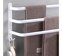 Galles da Asciugamano Montato a Parete a 3 Livelli di Asciugamano con Ganci Spazio Porta del Bagno in Alluminio per Bagno per Bagno (50 cm Bianco)