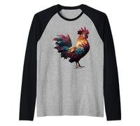 Galletto Arte Pollame Arte Animali Amanti Fattoria Pollo Maglia con Maniche Raglan