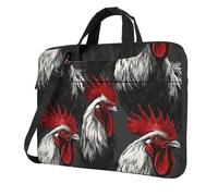 Galli bianchi e neri con piume di coda rossa borsa per laptop borsa per laptop 15.6 pollici borse per computer imbottita copertura manica per donne uomini