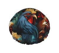 Galli colorati in piedi insieme Cuffia da doccia stampata, riutilizzabile, appositamente progettata per i capelli lunghi delle donne, struttura a doppio strato, adatta per il bagno.