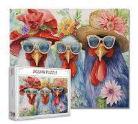Galli puzzle per adulti 1000 pezzi, animali fiori tropicali puzzle arte puzzle 68 x 50 cm puzzle colorati fai da te per la decorazione della casa, puzzle famiglia perfetto per serate di gioco