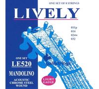 Galli Strings Lively LE520, Corde per Mandolino, Acciaio Cromato, Light Gauge, Set da 8 Corde