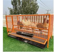 Gallina All'aperto Pollaio Pollaio Grande Gabbia Per Polli In Acciaio Zincato Recinto Box Con Vassoi Ruote Mangiatoie Per Pollame Anatra Coniglio Galline Piccoli Animali Domestici, Orange, 100*60*73cm