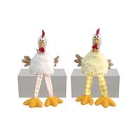 Gallina di Pasqua Seduta con Piedi penzolanti Bianca e Gialla H 38 cm Decorazioni pasquali addobbi arredo casa