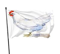 Gallina livornese bianca Bandiera da giardino 3x5 FT Fattoria domestica Pollo Pollame Allevamento Cazzo Poliestere Cortile Bandiere Casa Patio Prato Banner di auguri per interni ed es