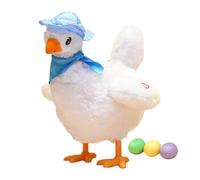 Gallina Musicale di Peluche di Pollo Riempito con Musica, Figura di Pollo Realistico con Cappello e Sciarpa per Riunione di Famiglia, Festa di Natale, Giocattoli di gallina ovaiola di Uova