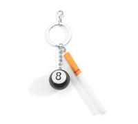 Gallkeat Portachiavi a sfera da biliardo, nero, rotondo, con mini palla da biliardo e ciondolo a forma di sigaretta, biliardo, portachiavi creativo, decorazione portachiavi