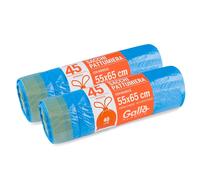 Gallo 90 Sacchi per Pattumiera Maniglie Tira e Chiudi 55x65cm 40 Litri Blu 90