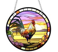 Gallo acrilico da appendere alla finestra, ornamento colorato a forma di pollo, acchiappasole per finestra, patio, parete, casa e giardino