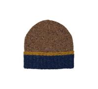 Gallo Berretto Uomo Lana Beige a Coste Tinta Unita e Risvolto in Contrasto