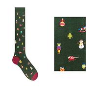 Gallo Calza Lunga Uomo Fantasia Natale in Misto Cotone AP510621 Verde