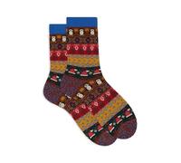 Gallo Calze corte donna lana marrone fantasia greche natalizie