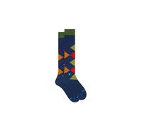 Gallo Calze, Fantasia Intarsio Geometrico, Jeans/Rosso, Cotone 78%, Taglia 40-45