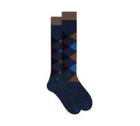 Gallo Calze lunghe uomo blu fantasia intarsio