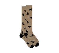 Gallo Calze Lunghe Uomo Cotone Beige Fantasia Gatti Lungo 40/45 biscotto