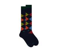 Gallo Calze lunghe uomo cotone blu fantasia intarsio