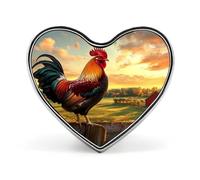 Gallo che canta al mattino, graziosa spilla a forma di cuore da bavero, accessorio per abbigliamento e gioielli per uomo e donna