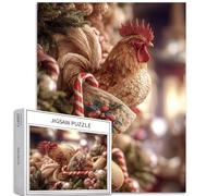 Gallo di Natale 1000 pezzi puzzle per adulti decorazione natalizia arte puzzle colorato puzzle fai da te per la decorazione della casa regali puzzle famiglia perfetto per serate di gioco 50 × 70 cm
