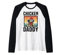 Gallo Divertente con Gli Occhiali da Sole di Pollo papà Maglia con Maniche Raglan