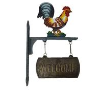 Gallo gallo pollo benvenuto insegna in ghisa porta recinzione a parete cancel...