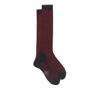 GALLO - Men's long blue/poppy twin-rib cotton socks.. - - Underwear - Uomo - Multicolore - M