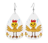 Gallo nel quadrato Orecchini in pelle Coppia di orecchini a goccia in ecopelle set per le donne in pelle leggera orecchini pendenti pendenti.