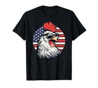 Gallo patriottico davanti a una bandiera americana 4 luglio Maglietta