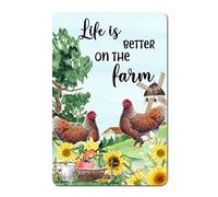 Gallo Pollo Girasole Pittura Segni in Metallo Life Is Better on The Farm Targa in metallo personalizzata 20 × 30 cm Retro Tin Signs Man Cave Decor Soggiorno Patio Porta d'ingresso Casa