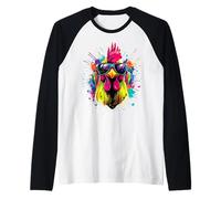 Gallo Pollo papà Padre Pollaio Contadino Polli Maglia con Maniche Raglan