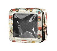 Gallo Rustico Country Chicken Farmhouse Mexicana Borsa per il trucco in pelle trasparente per donne ragazze Organizzatore cosmetico portatile Borse da viaggio, Red Vecchi Trattori a Ruote, Taglia