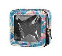 Gallo Rustico Country Chicken Farmhouse Mexicana Borsa per il trucco in pelle trasparente per donne ragazze Organizzatore cosmetico portatile Borse da viaggio, Fenicottero rosa, 1 Size