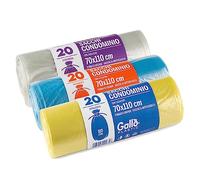 Gallo, Sacchi per Raccolta Differenziata, 20 sacchetti per rotolo, kit da 3 rotoli, 70x110cm, 110 Litri, Blu, Trasparente, Giallo
