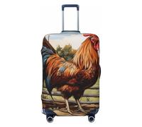 Gallo su Legno in Campagna Stampa Elastico Lavabile Bagaglio Protector Universale Valigia Copertura Bagagli Da Viaggio, Nero , S