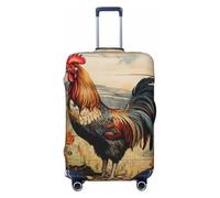 Gallo su Legno in Campagna Stampa Elastico Lavabile Bagaglio Protector Universale Valigia Copertura Bagagli Da Viaggio, Nero , XL