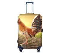 Gallo su legno in terreni agricoli valigia copertura protettiva elastica antigraffio viaggio Essentials adatta per bagagli da 45,7 a 81,7 cm, bianco, XL
