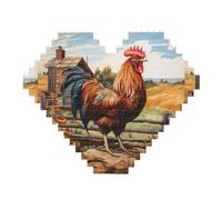 Gallo su legno in terreno agricolo stampa arte mattoni puzzle a forma di cuore blocchi di costruzione fai da te set 3D puzzle decorazione casa 82 pezzi